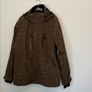 Obermeyer Teton Olive Army Brown Green Plaid Ski Jacket